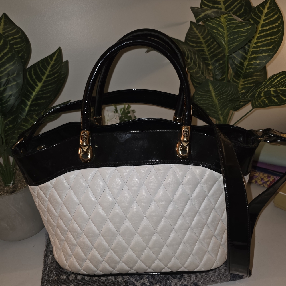 Marino Orlandi Black and White Quilted Tote